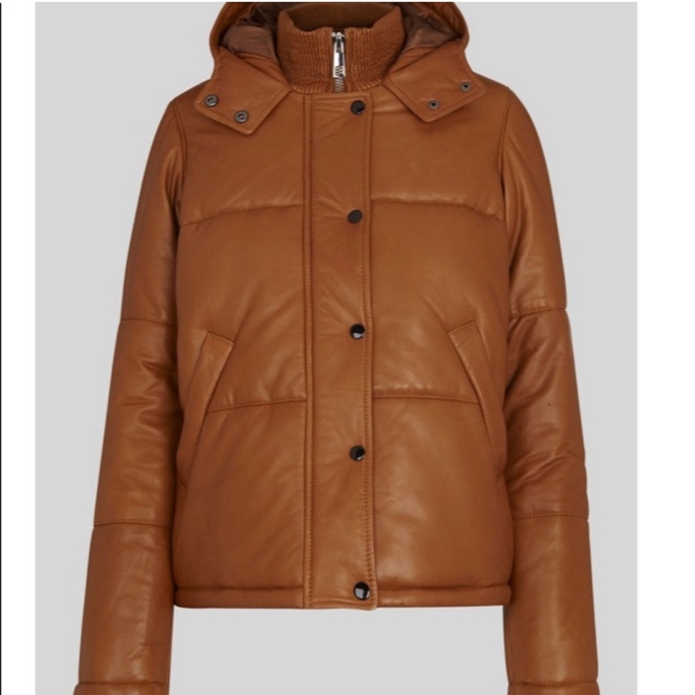 Whistles leather puffer coat jacket Size XS - Picture 1 of 8